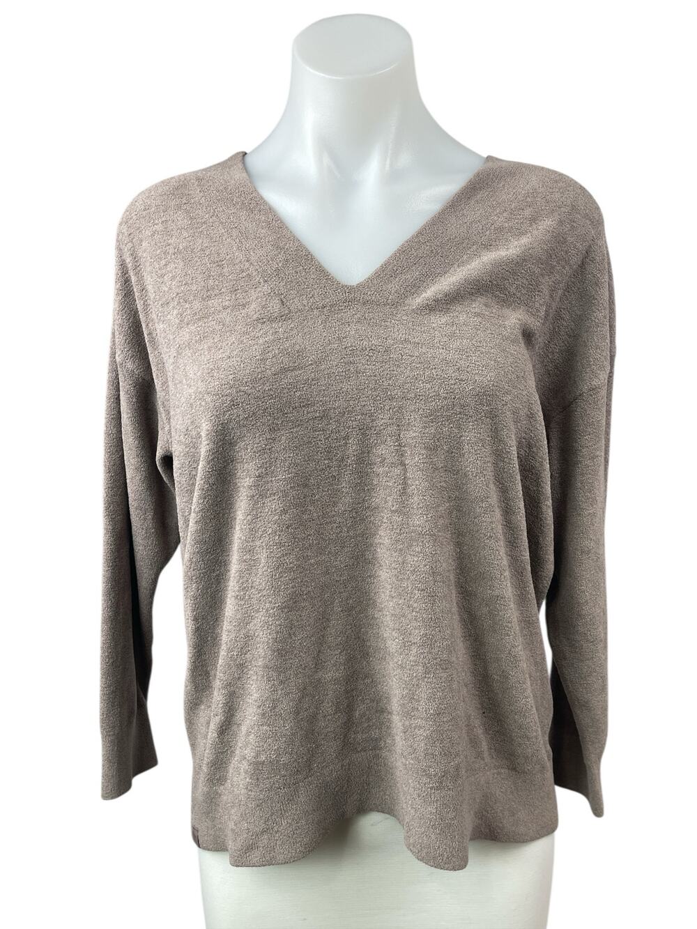 Barefoot Dreams Cozychic Ultra Lite Women's Gray Knit V Neck Sweater Top Size S